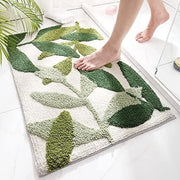 Tappeto antiscivolo per bagno - 50x80cm - assorbimento acqua duraturo - lavabile in lavatrice - morbido e comodo tappeto di ingresso - foglie verdi - Antiscivolo - Tappeto di ingresso