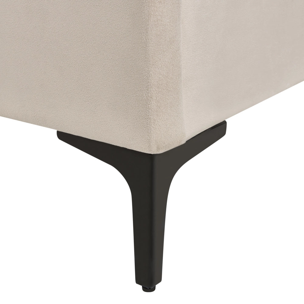 Letto matrimoniale EU Beige Chiaro Velvet 180 x 200 cm Imbottito Telaio Poggiatesta