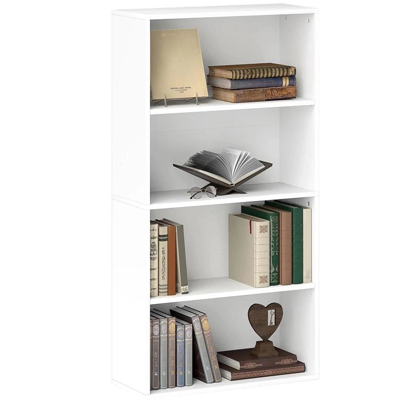 MOBILE LIBRERIA A 4 RIPIANI CON 2 SCAFFALI FLESSIBILI IN LEGNO 60X24X115.5 CM BIANCO