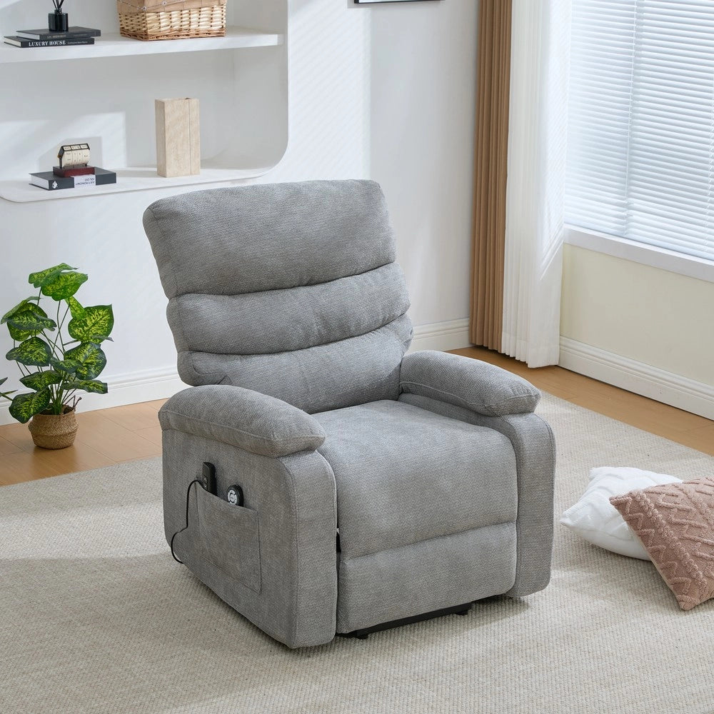Poltrona Relax Elettrica Alzapersona Massaggiante con Poggiapiedi ¨C MINIMAL ¨C Grigio
