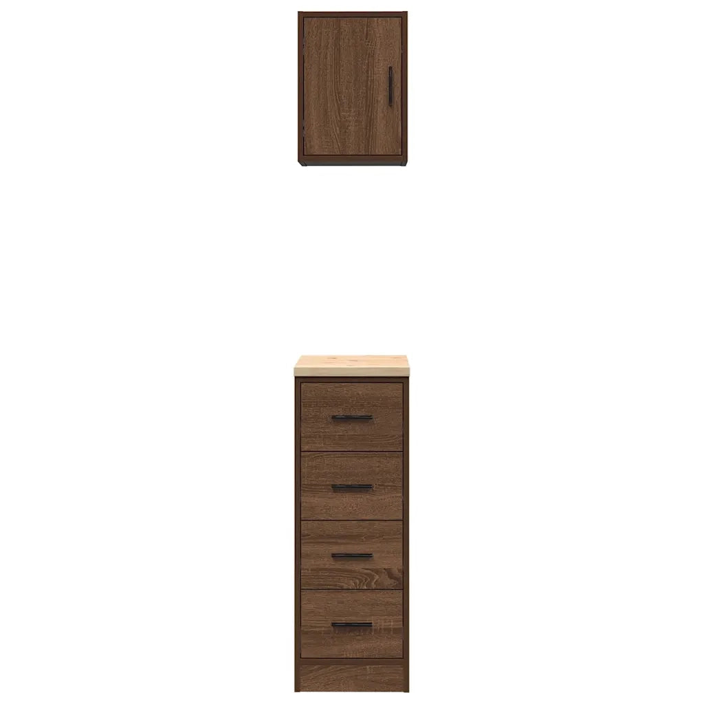 Armadi da Garage 2 pz Rovere Marrone in Legno Multistrato