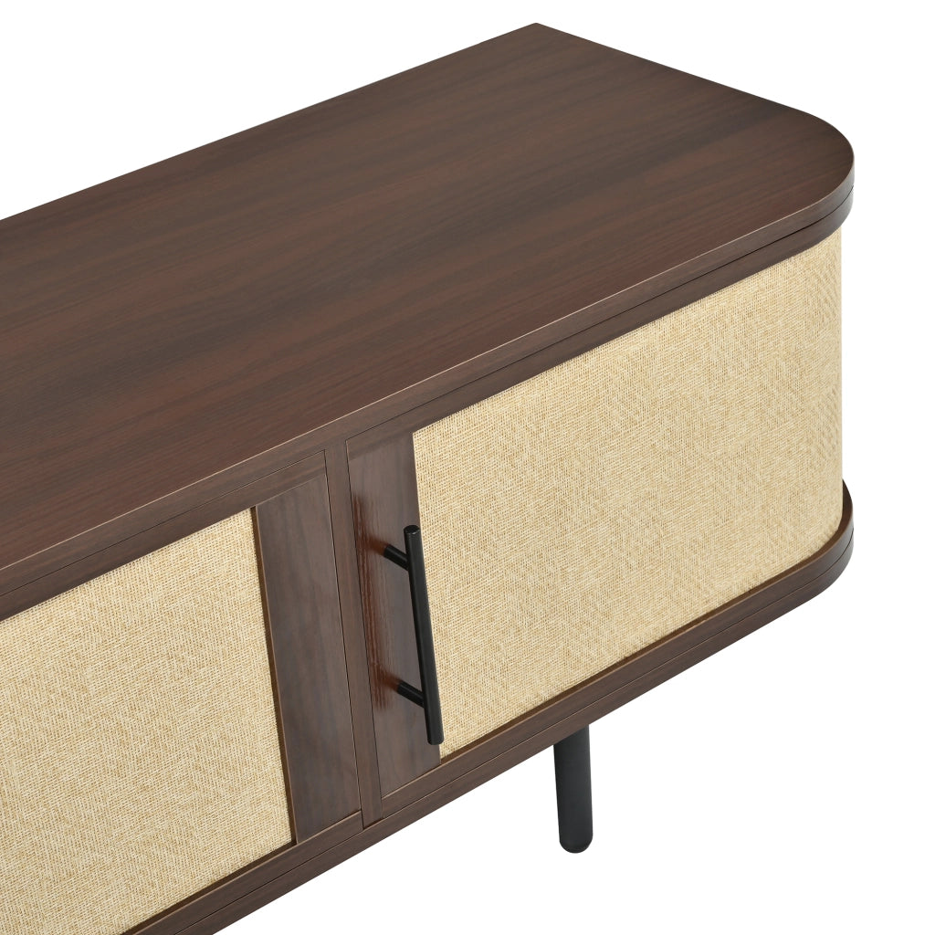 Mobile TV 180x40x45 cm con 4 ante e frontali intrecciati in MDF noce
