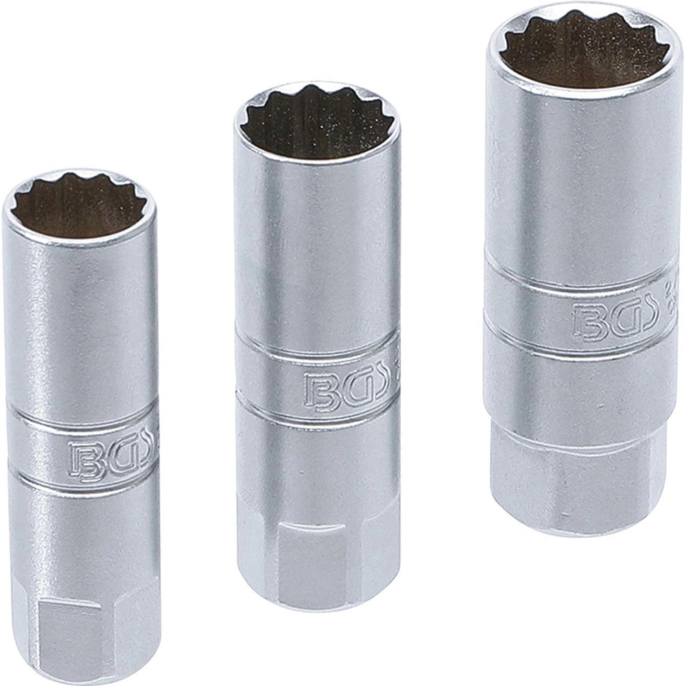 BUSSOLE PER CANDELE POLIGONALI SET 3 PZ ATTACCO 3/8”  14 - 16 - 18 mm