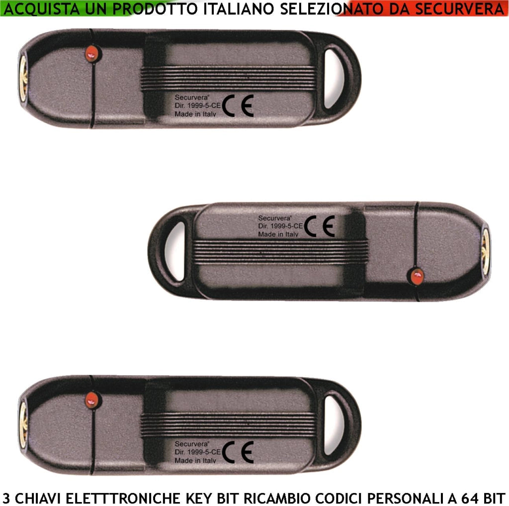 KeyBit Dallas DDK 64 Bit 3 Chiavi Elettroniche Dallas Contatto Dorato Sfioramento Codice Sicurezza Denver Univoco su 3 Miliardi di Combinazioni Binarie Led Rosso Conferma Attivazione Ascensore Allarme