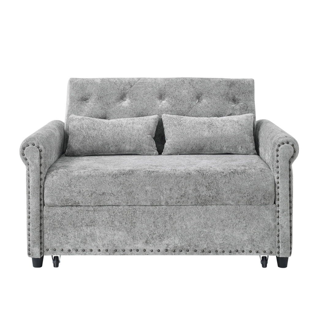 Divano letto 3 in 1 con schienale regolabile; chenille grigio