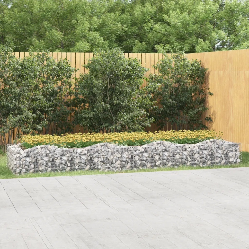 Gabbione ad Arco con Fioriere | Cassetta per fiori | Letto Rialzato 400x100x50 cm Ferro Zincato
