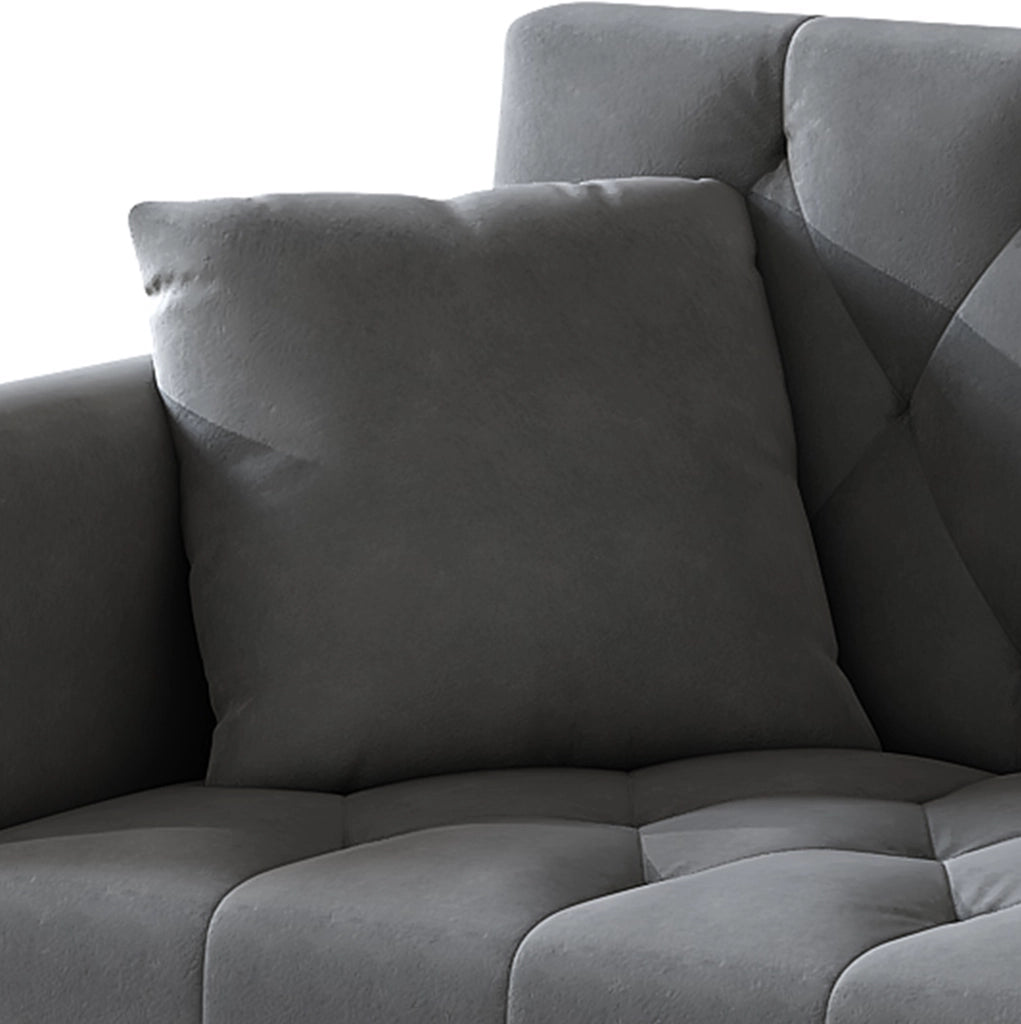 Divano letto 175x80x73.5 cm con schienale regolabile a 3 angoli in velluto grigio