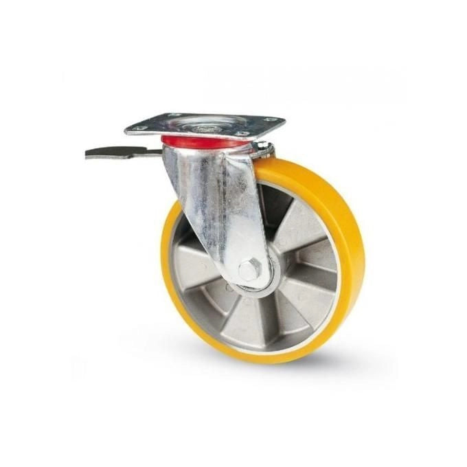 Valsecchi 6164 37BIS Ruota Industriale con Supporto Girevole e Freno in Poliuretano AVOLAN 125 mm colore Nero