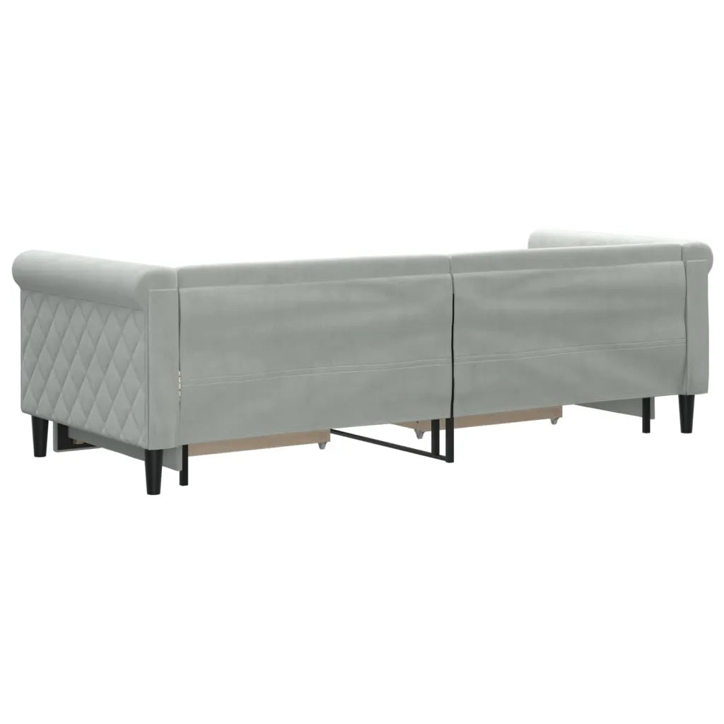 Divano Letto Estraibile Cassetti-Sofa Letto-Daybed Grigio Chiaro 80x200cm Velluto 987650