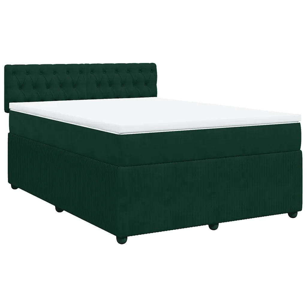 Giroletto a Molle con Materasso Verde Scuro 140x190 cm Velluto 3290043