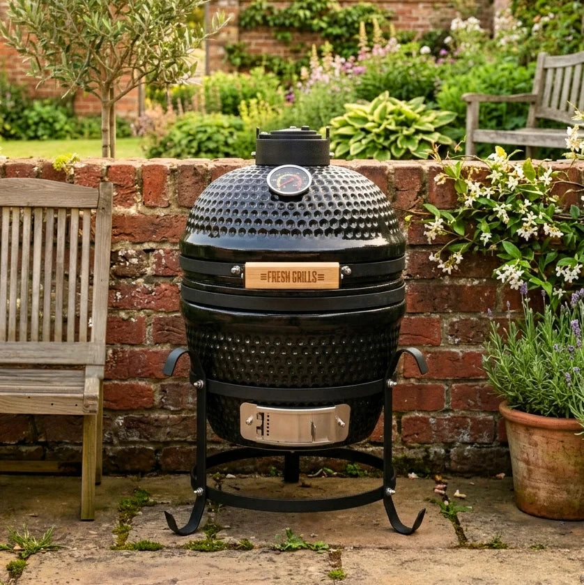 Kamado Grill 33 cm (13") BBQ Ceramico a Carbone Smoker con Supporto