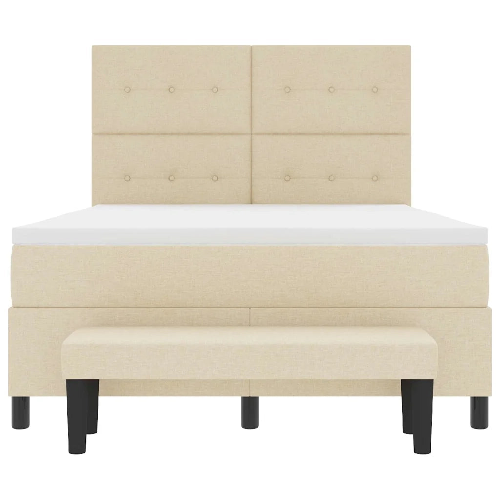 Letto a molle con testiera Crema 140 x 190 cm Tessuto 3344070