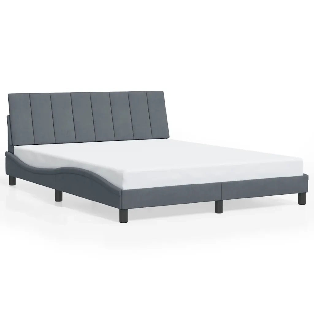Giroletto con Testiera Grigio Scuro 160x200 cm in Vellutocod mxl 117048