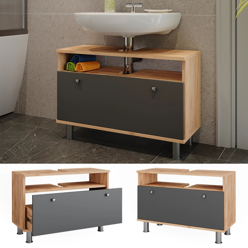 Vicco Mobiletto per lavabo Quercia dorata/antracite 80.2 x 54 cm con cassetto