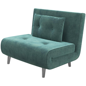 Poltrona Letto Singolo 100x88x83 cm in Velluto Verde Scuro