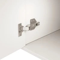 Credenza cucina design unico a onde con 4 ante e 2 cassetti, maniglie e piedi dorati, in MDF, 152×40×75 cm, Bianco