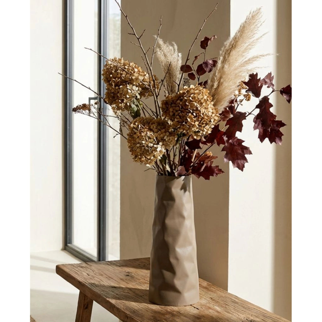 Vaso Decorativo VKH1015, Beige, Metallo, 16x20x50 cm