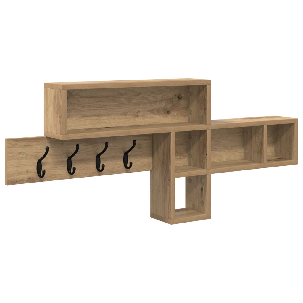 vidaXL Appendiabiti a muro rovere artigianale 100 x 12 x 43.5 cm