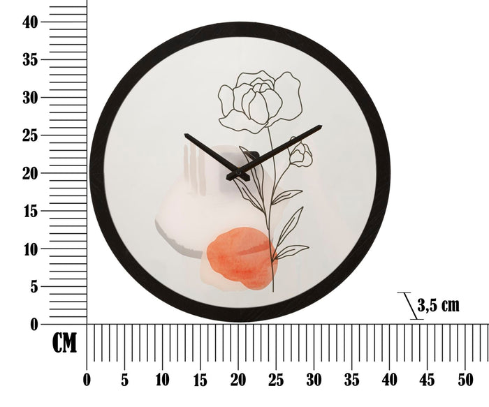 Orologio da Muro Flower 1 Ø 40x3,5 cm in Ferro e Vetro