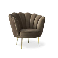Poltrona a conchiglia Orel velluto caffè