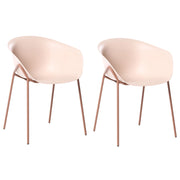 Set di 2 sedie da giardino con seduta in plastica e gambe in metallo beige e marrone resistenti alle intemperie moderne
