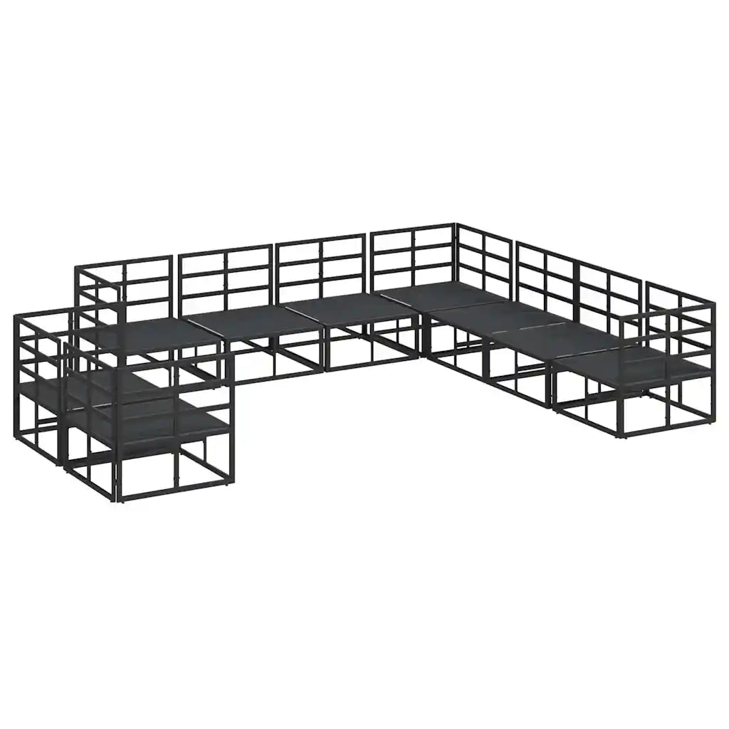 vidaXL Set Divano da Giardino con cuscino 9 pcs Nero Alluminio