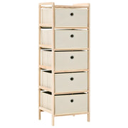 Armadietto in Cedro con 5 Cesti in Tessuto Beige cod mxl 53695