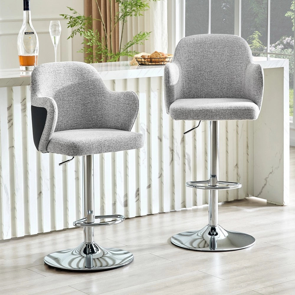 Set 2 Sgabelli da Bar Regolabili con Braccioli Girevoli ¨C MINIMAL ¨C Imbottiti, Moderni