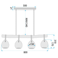 Lampada APP1775-4CP Wood Grey