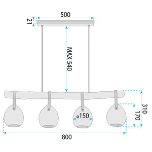 Lampada APP1775-4CP Wood Grey