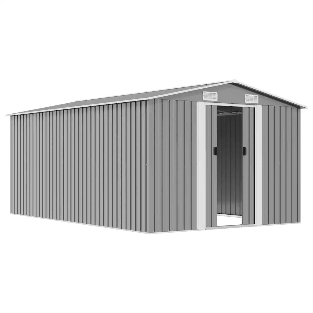 Casetta da Giardino 257x392x181 cm in Metallo Grigio 143345