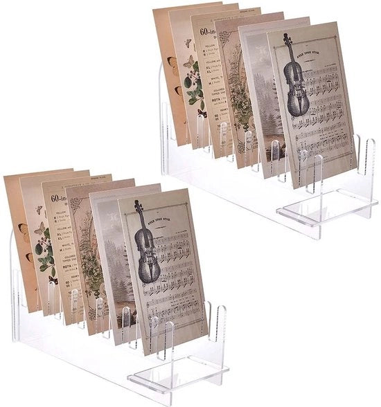 Display per carte in vetro - Set da 2 - Supporto per carte in vetro - Organizzatore da trasportare - Standard trasparente - 24 x 9 x 15 cm - Cartellino per carte