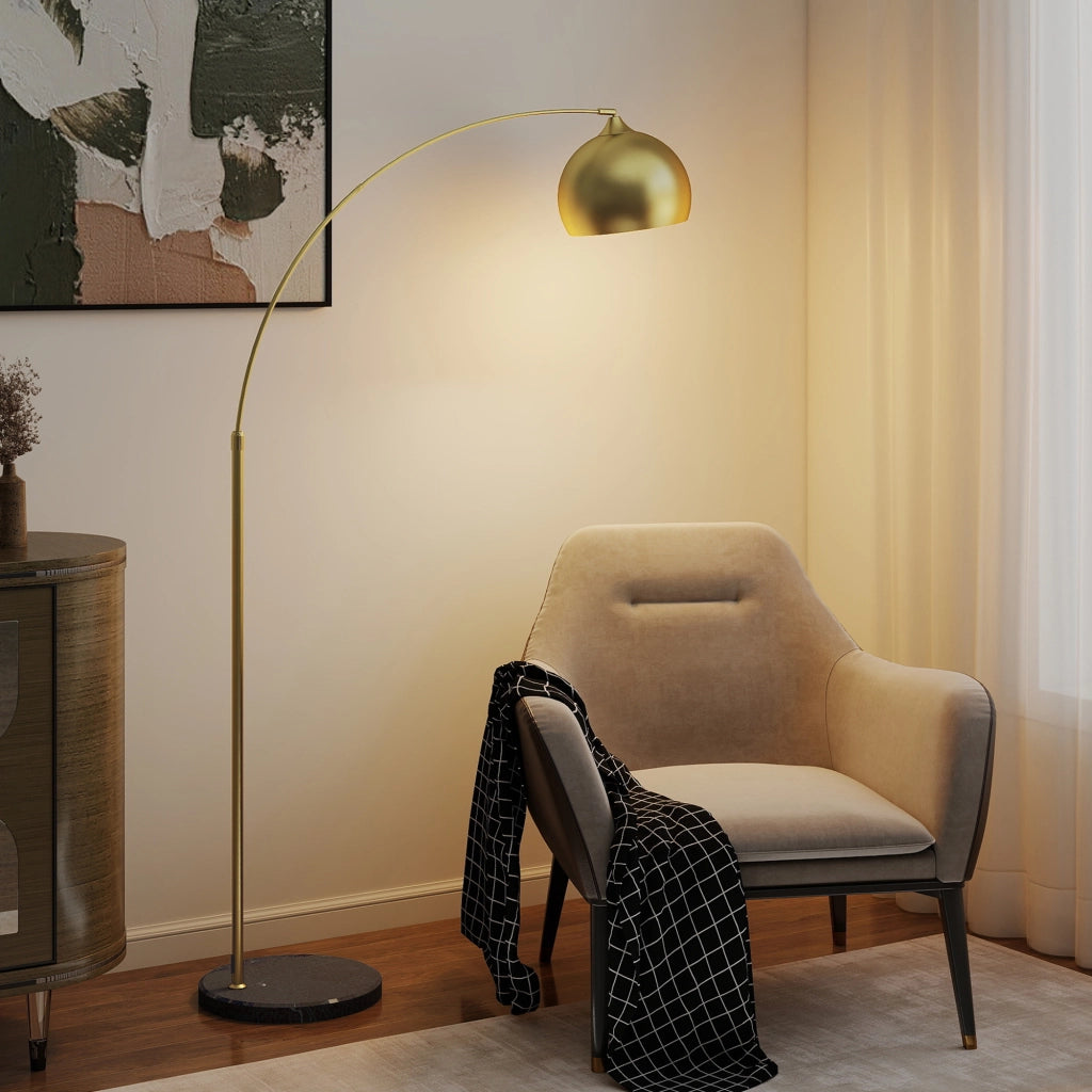 Lampada da Terra Arco ¨C Zephmum ¨C Dorato 40W E27 100-115x30x170-180 cm