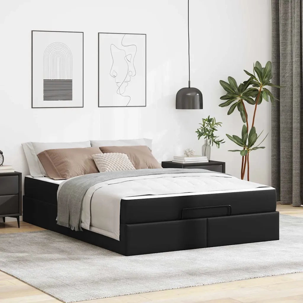 vidaXL Struttura letto con materasso Nero 160 x 200 cm Pelle sintetica