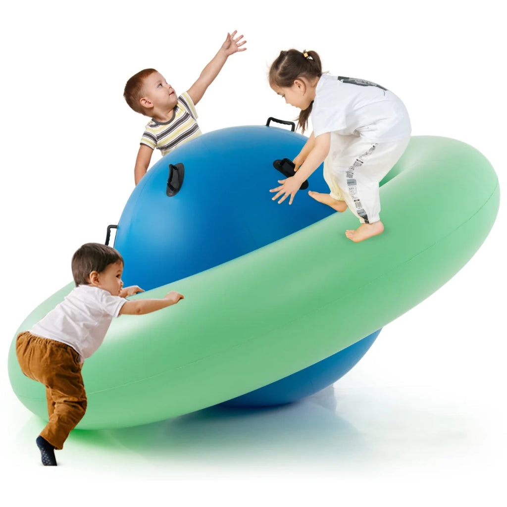 Palla gonfiabile per bambini 233 x 123 cm con 6 maniglie per rimbalzare e arrampicarsi in PVC verde 20_0010532