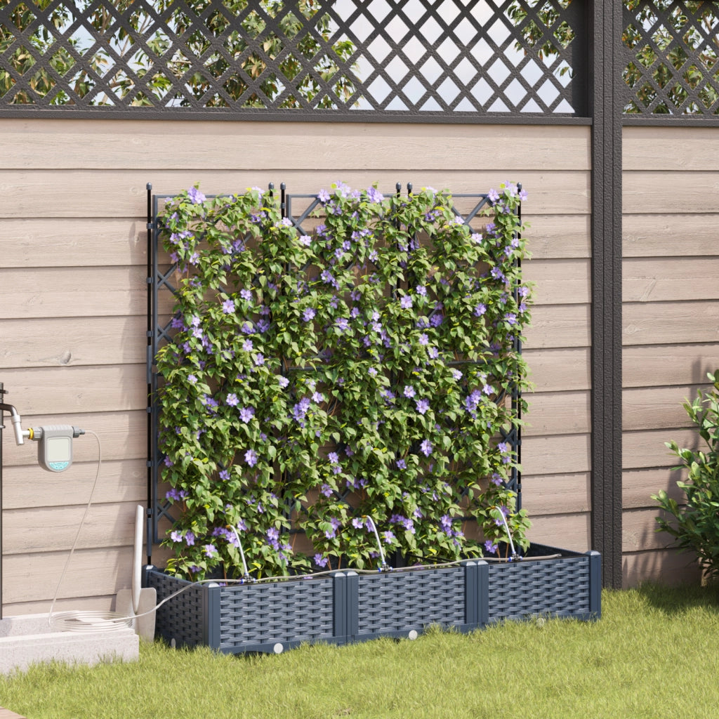 Vasi da Giardino con Sistema di Irrigazione 3 pcs Grigio