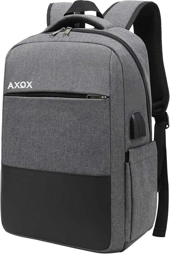 Borsa Portatile con Alimentazione USB e Porta Auricolari per Uomo Donna - 156 Pollici Portatile Nero Grigio - Borsa per Studenti Scuola Università - Adatto per Laptop 15.6