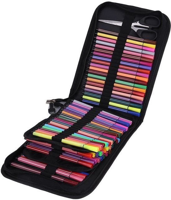 Etui a Penna per Scuola e Ufficio - Grande Capacità - Progettazione Minimalista - Nero - Foderato in Canapa - Solido e Stabile - Modello Pennentas