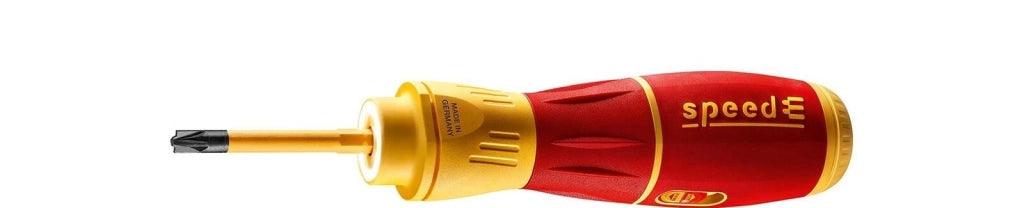Wiha 44318 speedE II Cacciavite elettrico con impugnatura ergonomica SoftFinish e illuminazione LED integrata colore Rosso Giallo
