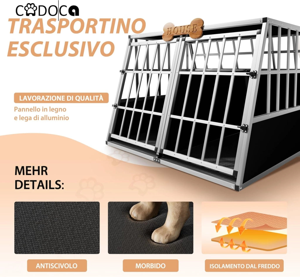® Trasportino Cani XXL 97x90x70cm Richiudibile Alluminio Impermeabile Box Auto Cagnolini