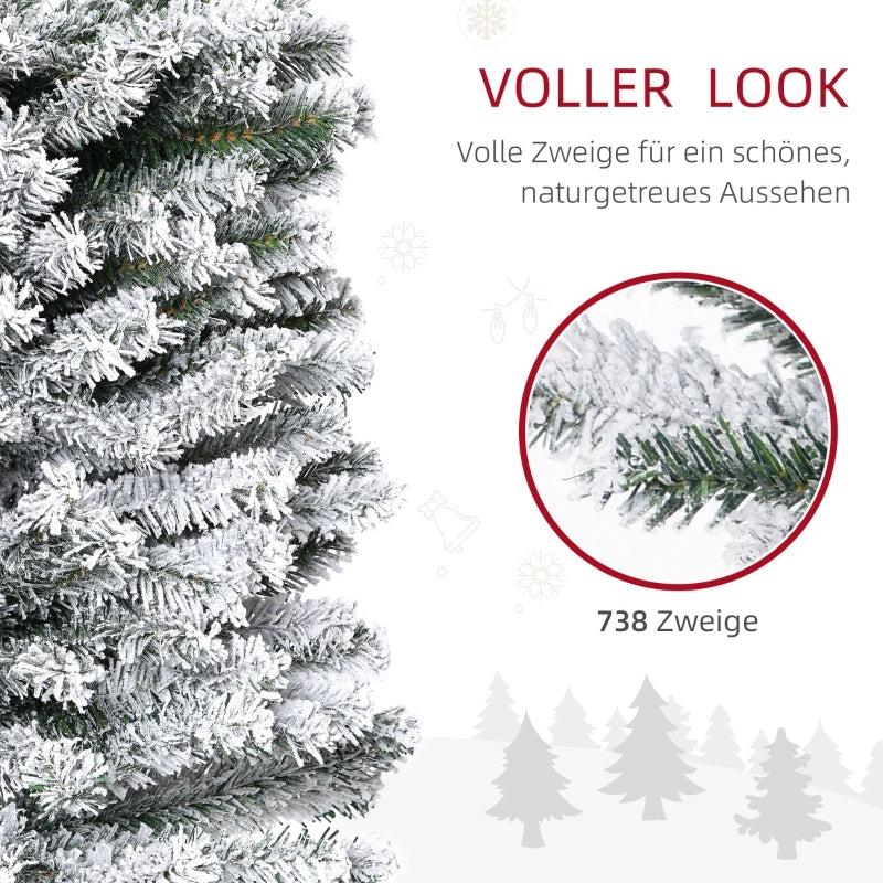 Albero di Natale artificiale, 180 cm, a forma di pino con neve, 492 punte, per uso interno.