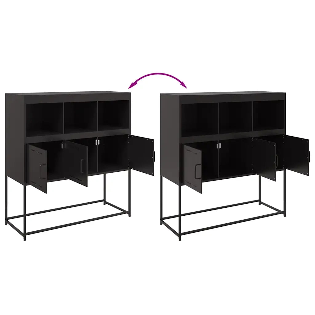 Credenza-Buffet-Armadio da cucina Nera 100,5x39x107 cm in Acciaio 649899