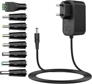 Alimentatore universale 12 V 1 A 2 A 3 A con 8 stecchi DC per led strip, altoparlante, router, scanner, camera, lettore DVD, hard disk esterno, schermo LCD, 3000 mA max.