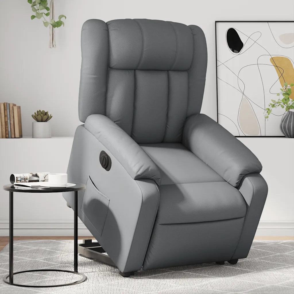 Poltrona Alzapersona Reclinabile Grigio in Similpelle 3205281