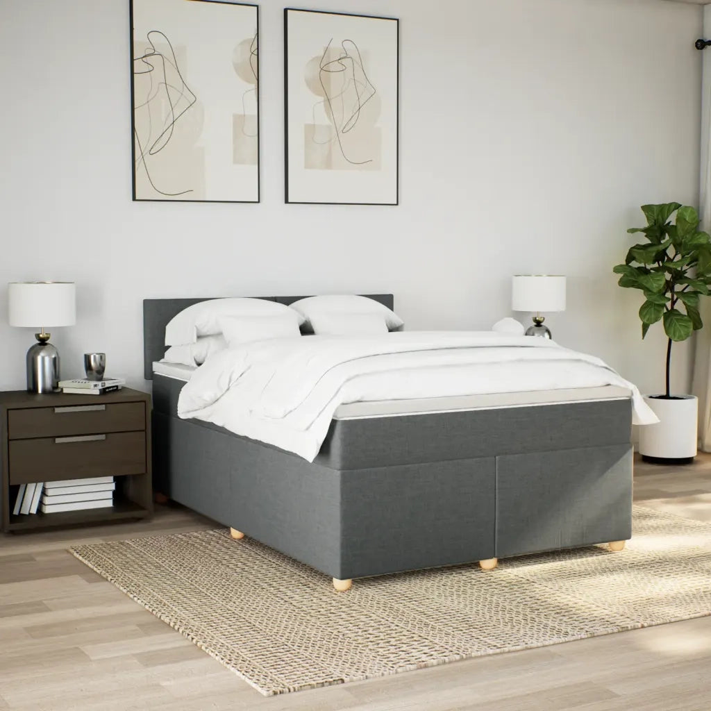 Giroletto a Molle con Materasso Grigio Scuro 140x190 cm Tessuto 3286669