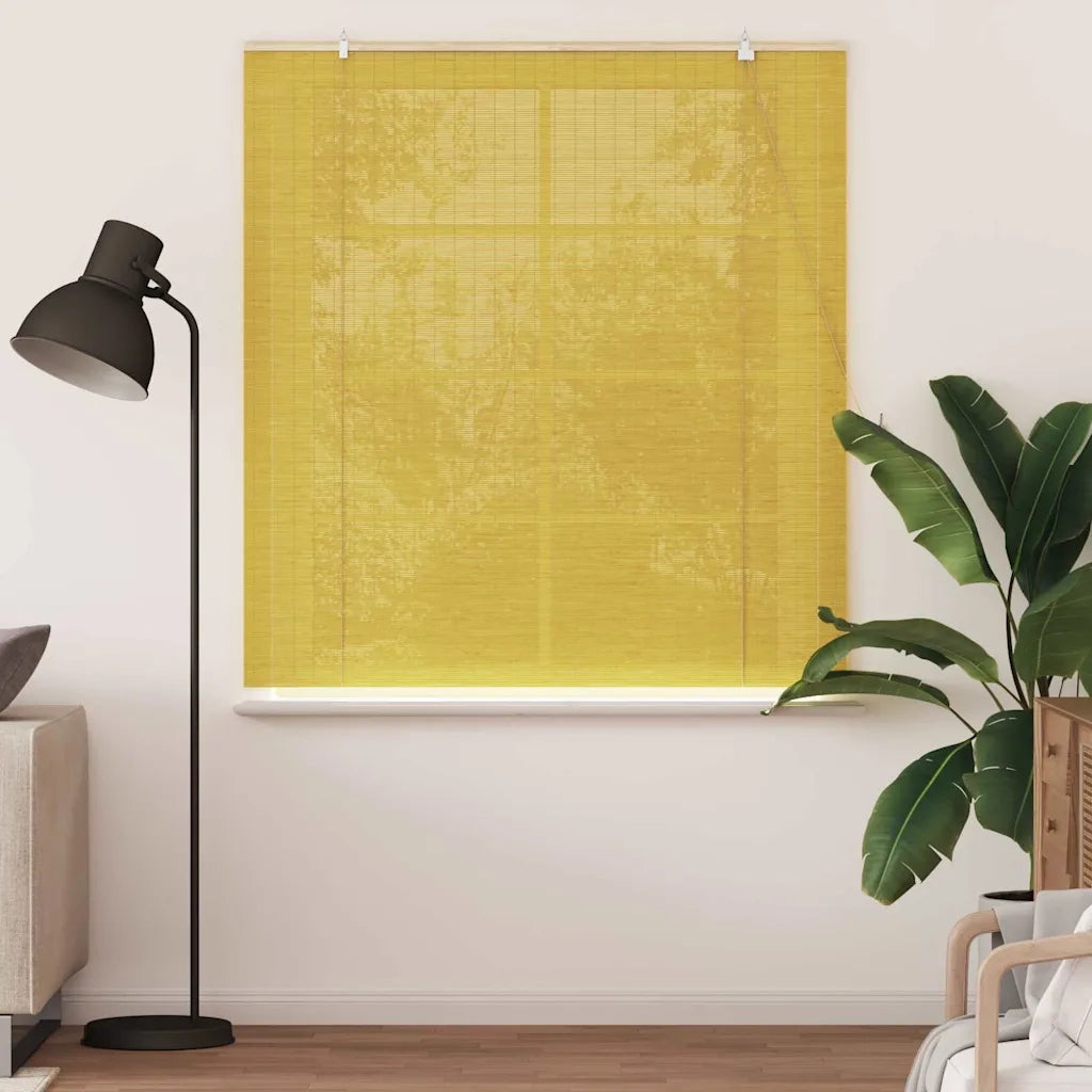Tenda a rullo con tende-Tenda avvolgibile Giallo 150 x 160 cm Bamb¨´