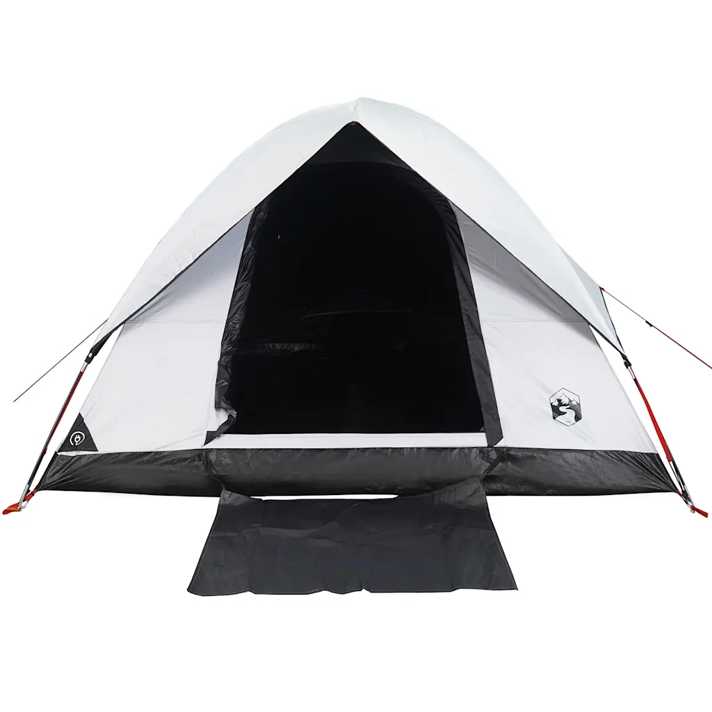 Tenda Campeggio a Cupola 3 Persone-Tenda per Escursionismo Bianca Tessuto Impermeabile 954480