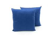 Coppia Cuscini Arredo Imbottiti Tessuto Ottoman In Tinta Unita Colore Bluette 60 - 60x60 - Bluette 60