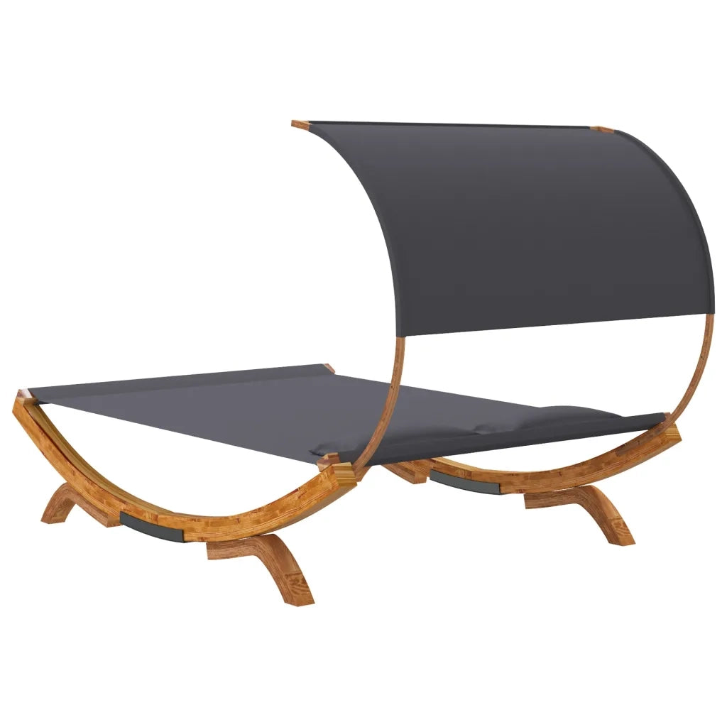 Lettino con Tettuccio 165x203x126 cm in Legno Curvato Antracite 313954