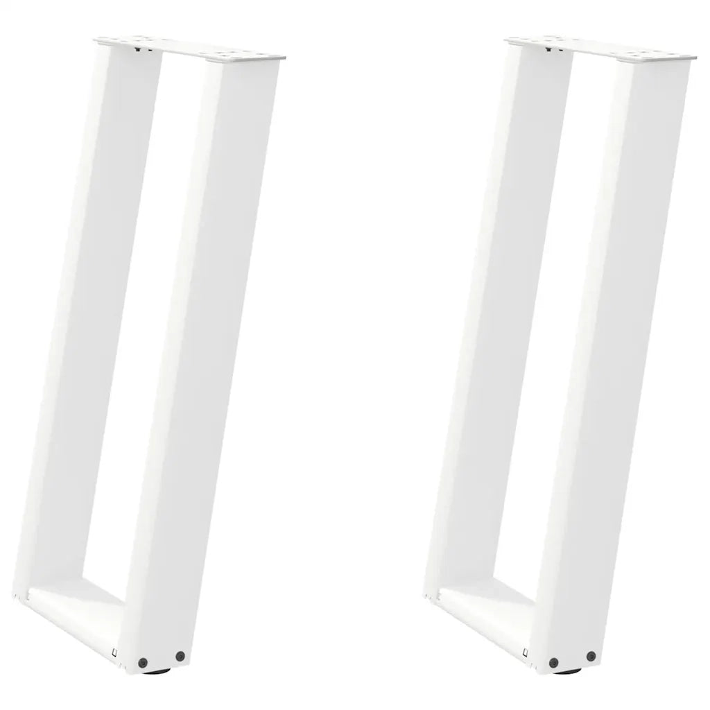 Gambe per tavolo consolle a forma di U 2 pz bianche 28x(72-73) cm in acciaio